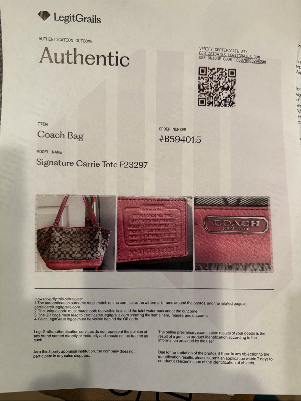Coach Park Signature Carrie Tote in beautiful Khaki & Coral Orange! - Picture 10 of 10